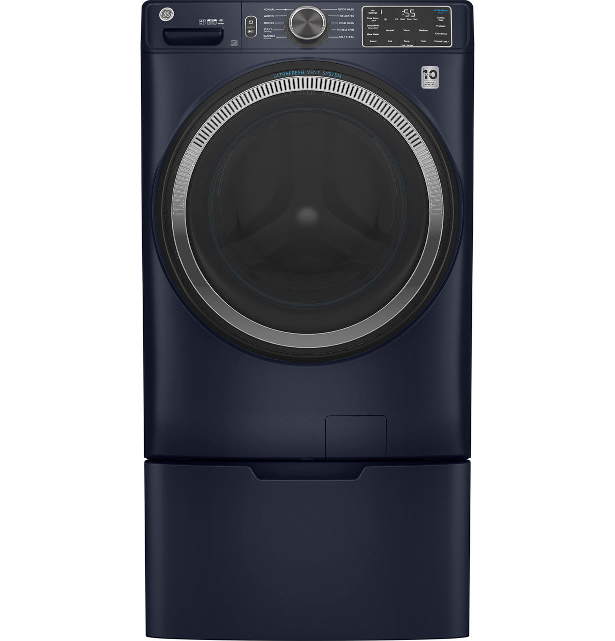 GE GE® ENERGY STAR® 4.8 cu. ft. Capacity Smart Front Load Washer with UltraFresh Vent System with OdorBlock™ and Sanitize w/Oxi