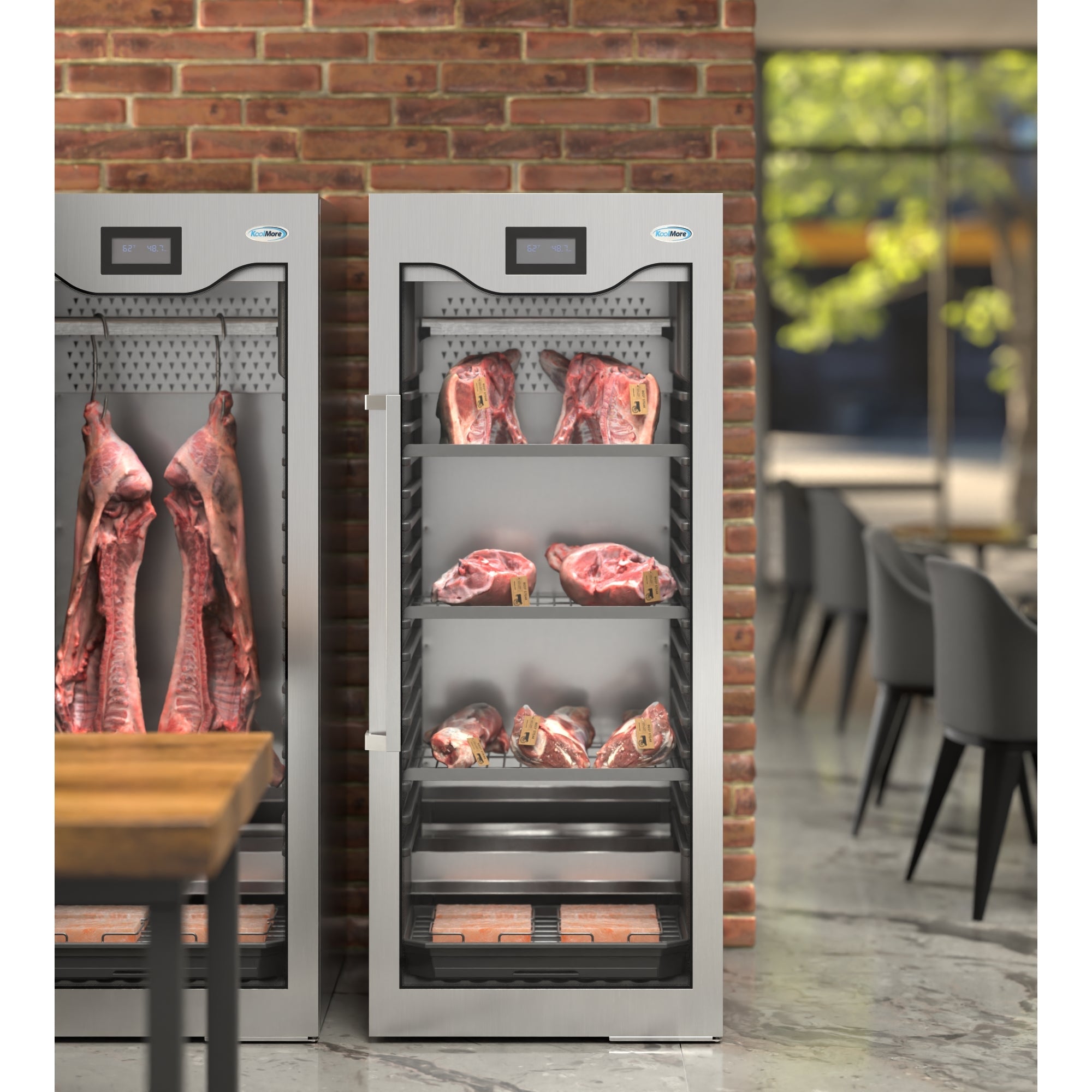 27.5 in. Commercial Dry Ager Refrigerator for Meat Featuring Hanging Rack with Hooks, Charcoal Filter, and Antimicrobial Lining, 17 Cu. Ft.