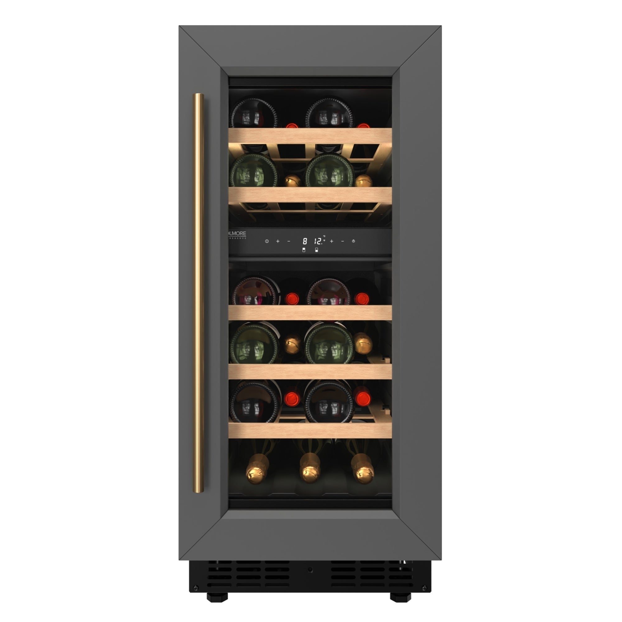 KoolMore Reserve 15 in. Under-Counter Panel Ready Dual Zone Built-in Wine Cooler with 23 Bottle Capacity and Wooden Shelves in Black