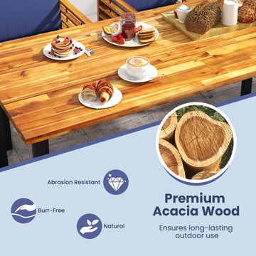 Costway 7-Piece Patio Acacia Wood Dining Table Chair Set Backyard Poolside 69432185 New