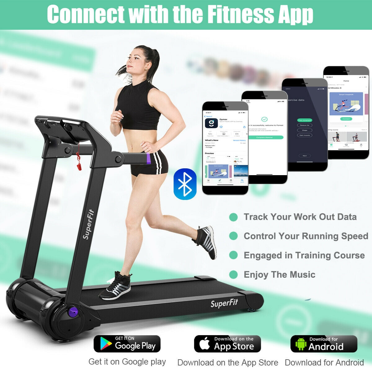 Costway 3HP Folding Electric Treadmill Bluetooth Speaker 58697023 New