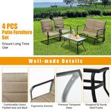 Costway 4-Piece Outdoor Patio Furniture Set Padded Glider Loveseat Coffee Table Brown 16735904 New