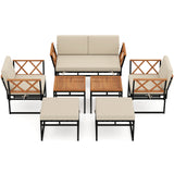 Costway 7 Piece Outdoor Patio Conversation Set w/ Cushions Bungee Rope Seat 674392158 New