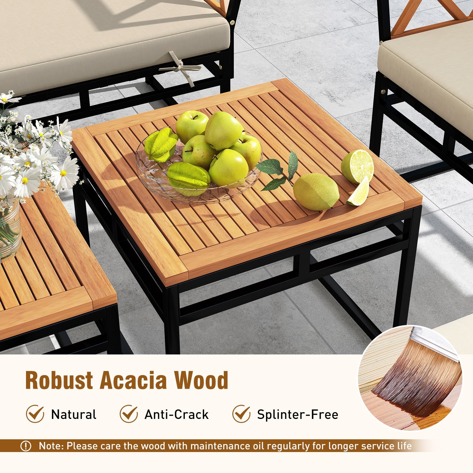Costway 7 Piece Outdoor Patio Conversation Set w/ Cushions Bungee Rope Seat 674392158 New
