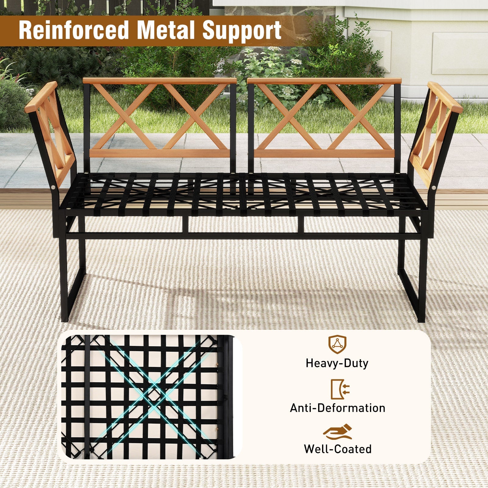 Costway 7 Piece Outdoor Patio Conversation Set w/ Cushions Bungee Rope Seat 674392158 New