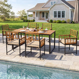 Costway 7-Piece Outdoor Patio Dining Set Acacia Wood Table Chairs Umbrella Hole 45210558 New