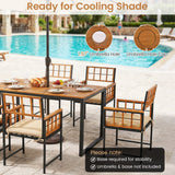 Costway 7-Piece Outdoor Patio Dining Set Acacia Wood Table Chairs Umbrella Hole 45210558 New