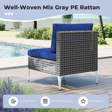 Costway 7 Piece Outdoor Wicker Patio Furniture Set w/ Glass Coffee Table 571486293 New