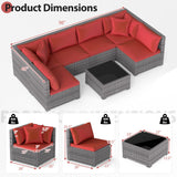 Costway 7-Piece PE Rattan Patio Furniture Set Glass Table Soft Cushions Outdoor 80563632 New