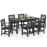 Costway 7-Pc Outdoor Patio Dining Set 67" Rectangle Table w/ 6 Armchairs 48238329 New