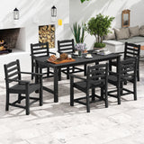 Costway 7-Pc Outdoor Patio Dining Set 67" Rectangle Table w/ 6 Armchairs 48238329 New
