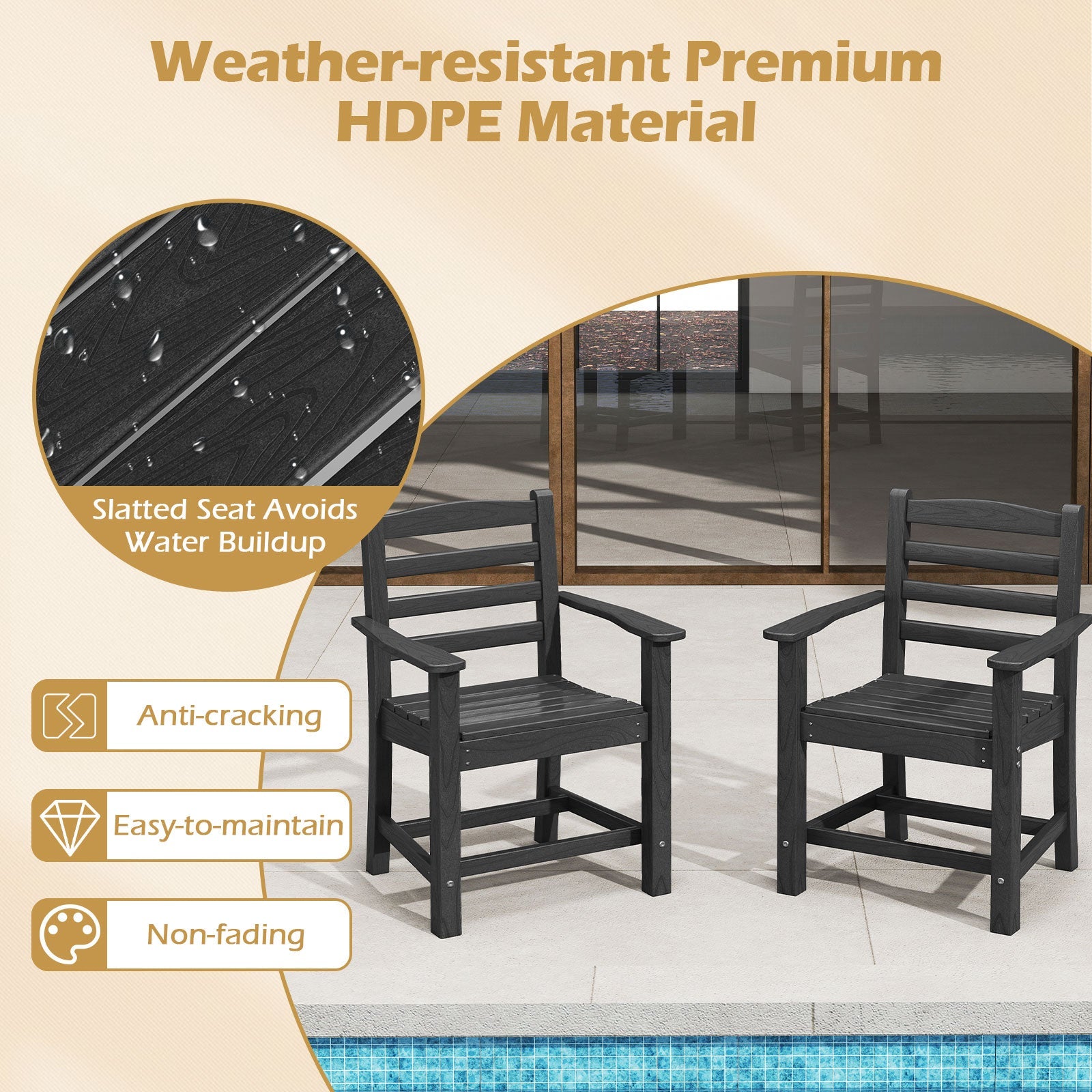 Costway 7-Pc Outdoor Patio Dining Set 67" Rectangle Table w/ 6 Armchairs 48238329 New