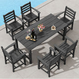 Costway 7-Pc Outdoor Patio Dining Set 67" Rectangle Table w/ 6 Armchairs 48238329 New