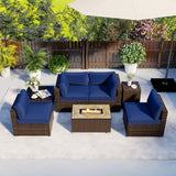 Costway 7-Piece Outdoor Patio Furniture Set w/ 32" Fire Pit Table & Propane Tank Cover 39289544 New