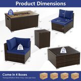 Costway 7-Piece Outdoor Patio Furniture Set w/ 32" Fire Pit Table & Propane Tank Cover 39289544 New