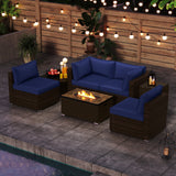 Costway 7-Piece Outdoor Patio Furniture Set w/ 32" Fire Pit Table & Propane Tank Cover 39289544 New