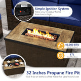 Costway 7-Piece Outdoor Patio Furniture Set w/ 32" Fire Pit Table & Propane Tank Cover 39289544 New