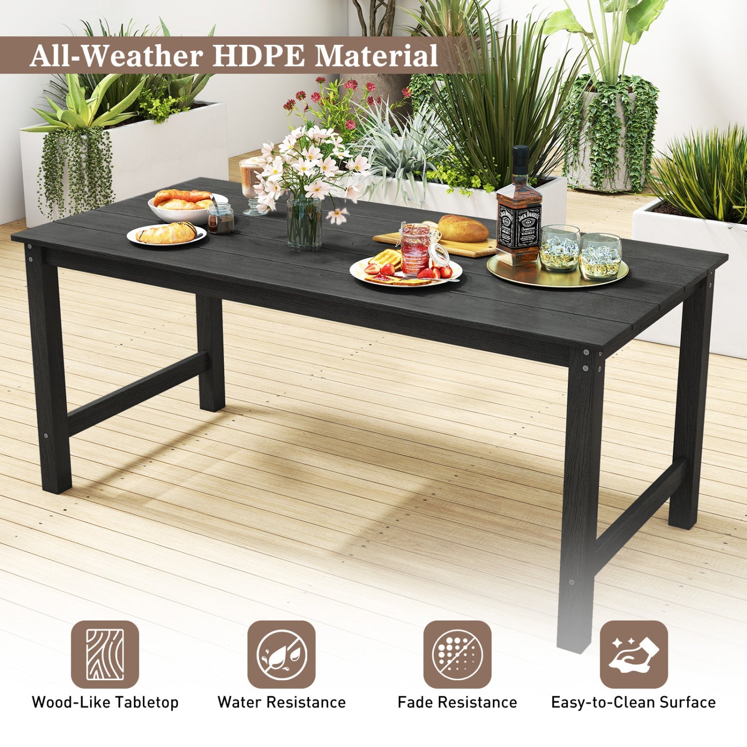 Costway 7-Piece Outdoor Patio Dining Set HDPE Weather Resistant Table Chairs 12045682 New