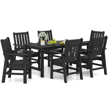 Costway 7-Piece Outdoor Patio Dining Set HDPE Weather Resistant Table Chairs 12045682 New