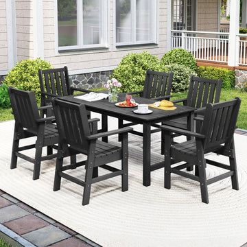 Costway 7-Piece Outdoor Patio Dining Set HDPE Weather Resistant Table Chairs 12045682 New