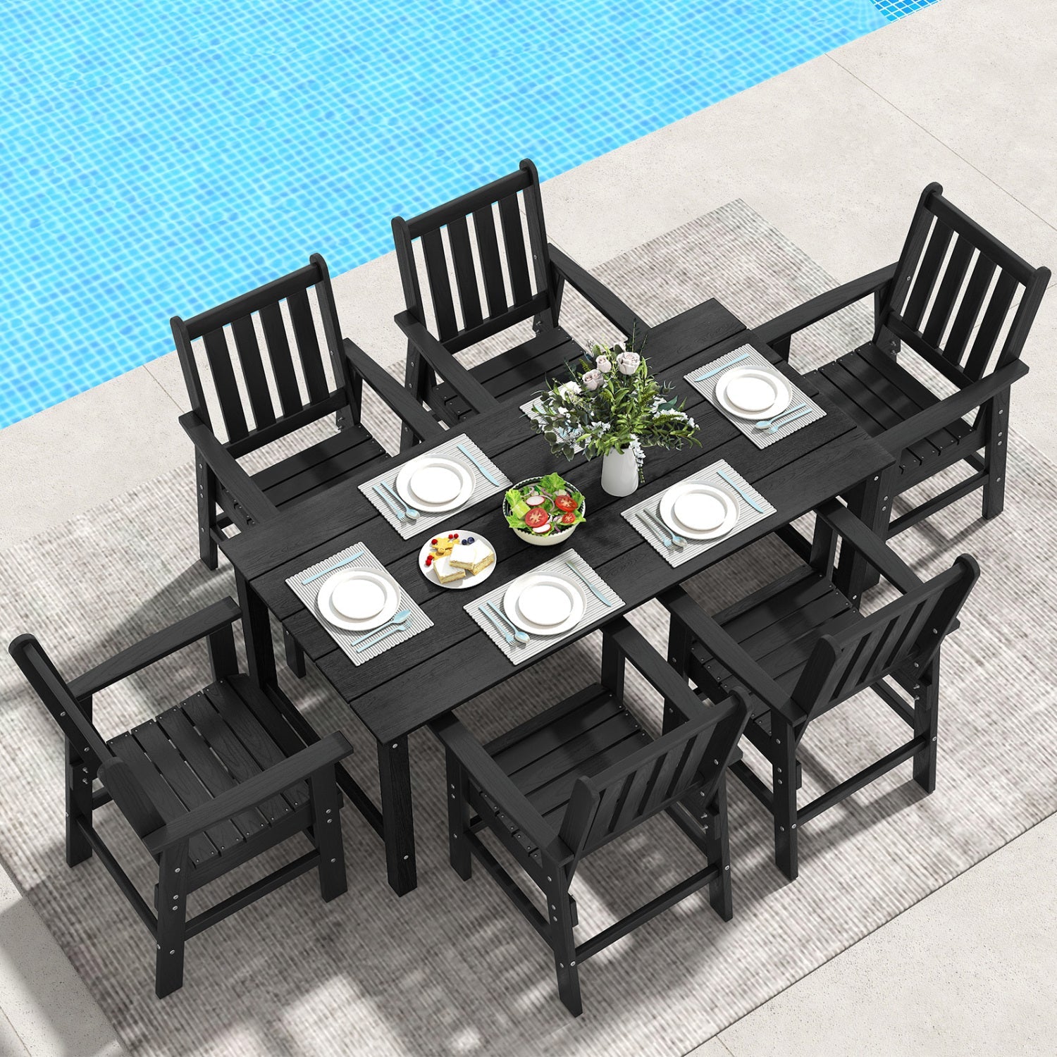 Costway 7-Piece Outdoor Patio Dining Set HDPE Weather Resistant Table Chairs 12045682 New