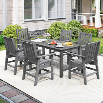 Costway 7-Piece Outdoor Patio Dining Set HDPE Weather Resistant Table Chairs 12045682 New