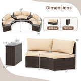 Costway 7-Pc PE Rattan Half-Moon Curved Patio Furniture Set with Side Tables 368295714 New