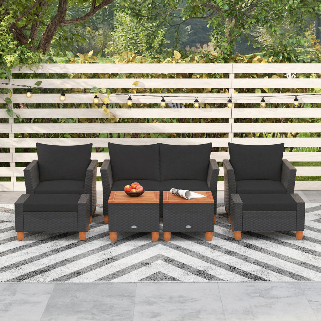 Costway 7-Pc Patio PE Rattan Sectional Sofa Set w/ Armchairs & Table 28739654 New