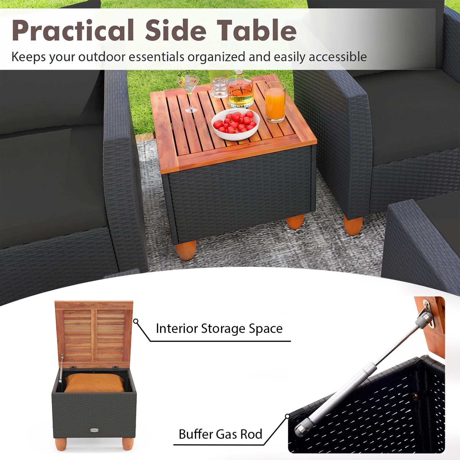Costway 7-Pc Patio PE Rattan Sectional Sofa Set w/ Armchairs & Table 28739654 New