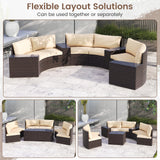 Costway 7-Pc PE Rattan Half-Moon Curved Patio Furniture Set with Side Tables 368295714 New