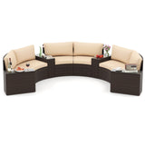 Costway 7-Pc PE Rattan Half-Moon Curved Patio Furniture Set with Side Tables 368295714 New