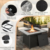 Costway 7-Pc Patio Furniture Set w/ 35" 50000 BTU Propane Gas Fire Pit Table & Waterproof Cover 96487235 New