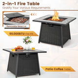 Costway 7-Pc Patio Furniture Set w/ 35" 50000 BTU Propane Gas Fire Pit Table & Waterproof Cover 96487235 New