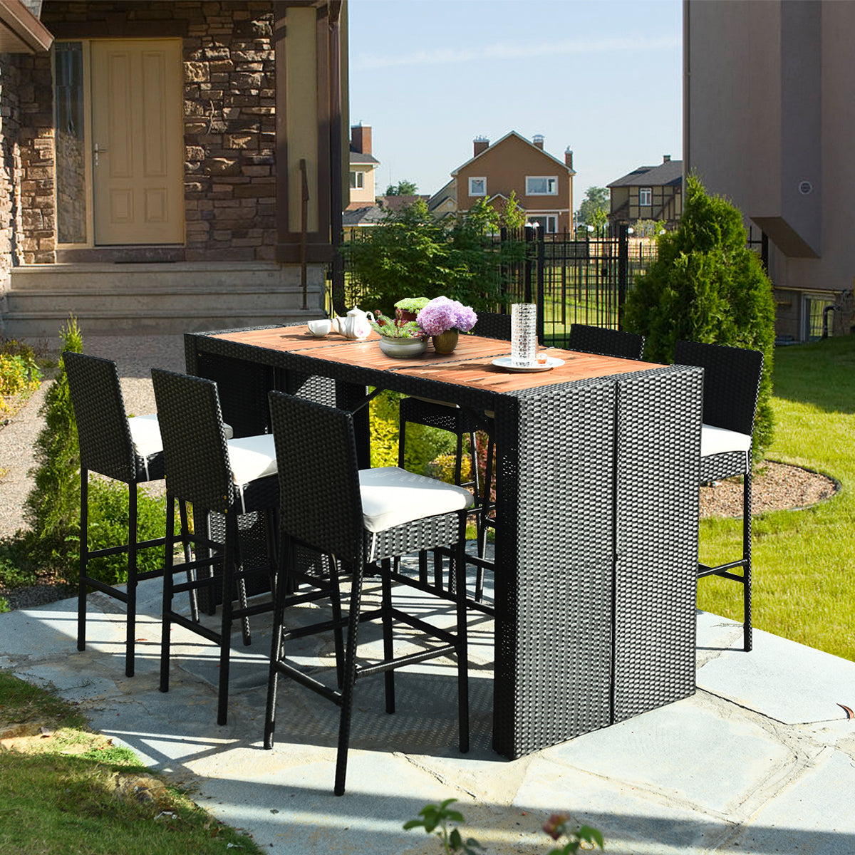 Costway 7-Pc Patio Rattan Wicker Dining Furniture Set 30482697 New