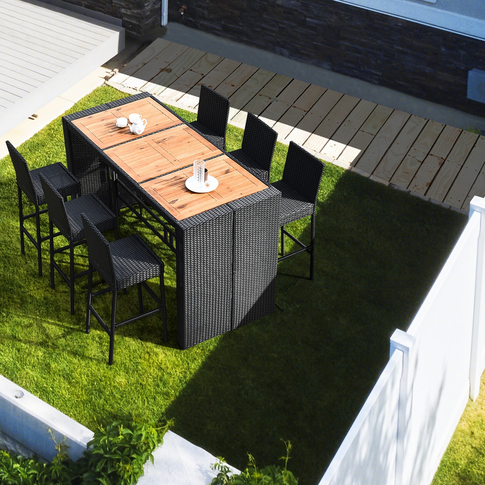 Costway 7-Pc Patio Rattan Wicker Dining Furniture Set 30482697 New