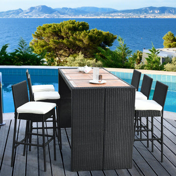 Costway 7-Pc Patio Rattan Wicker Dining Furniture Set 30482697 New