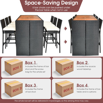 Costway 7-Pc Patio Rattan Wicker Dining Furniture Set 30482697 New