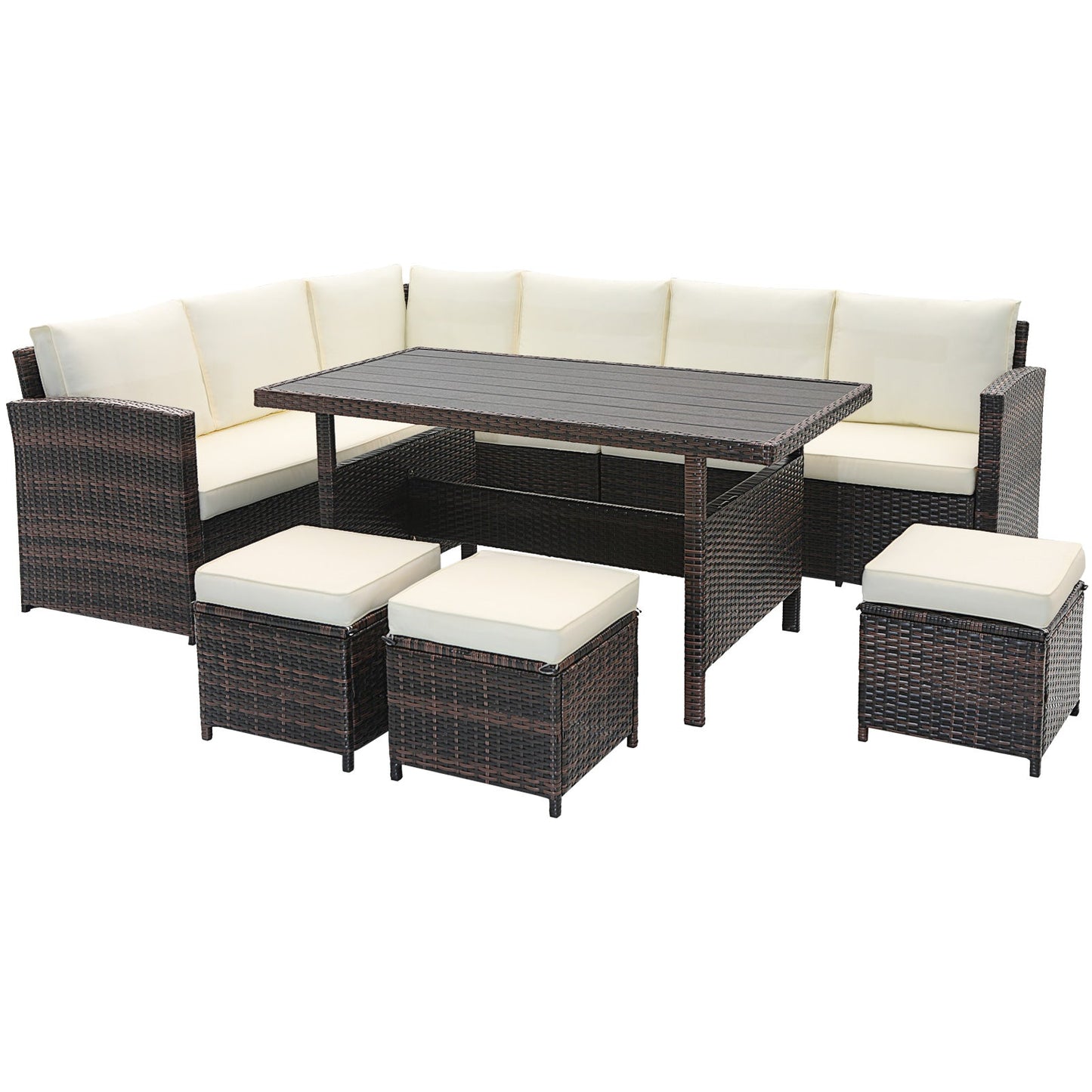 Costway 7 Piece Wicker Patio Furniture Set White 71395624 New