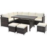 Costway 7 Piece Wicker Patio Furniture Set White 71395624 New