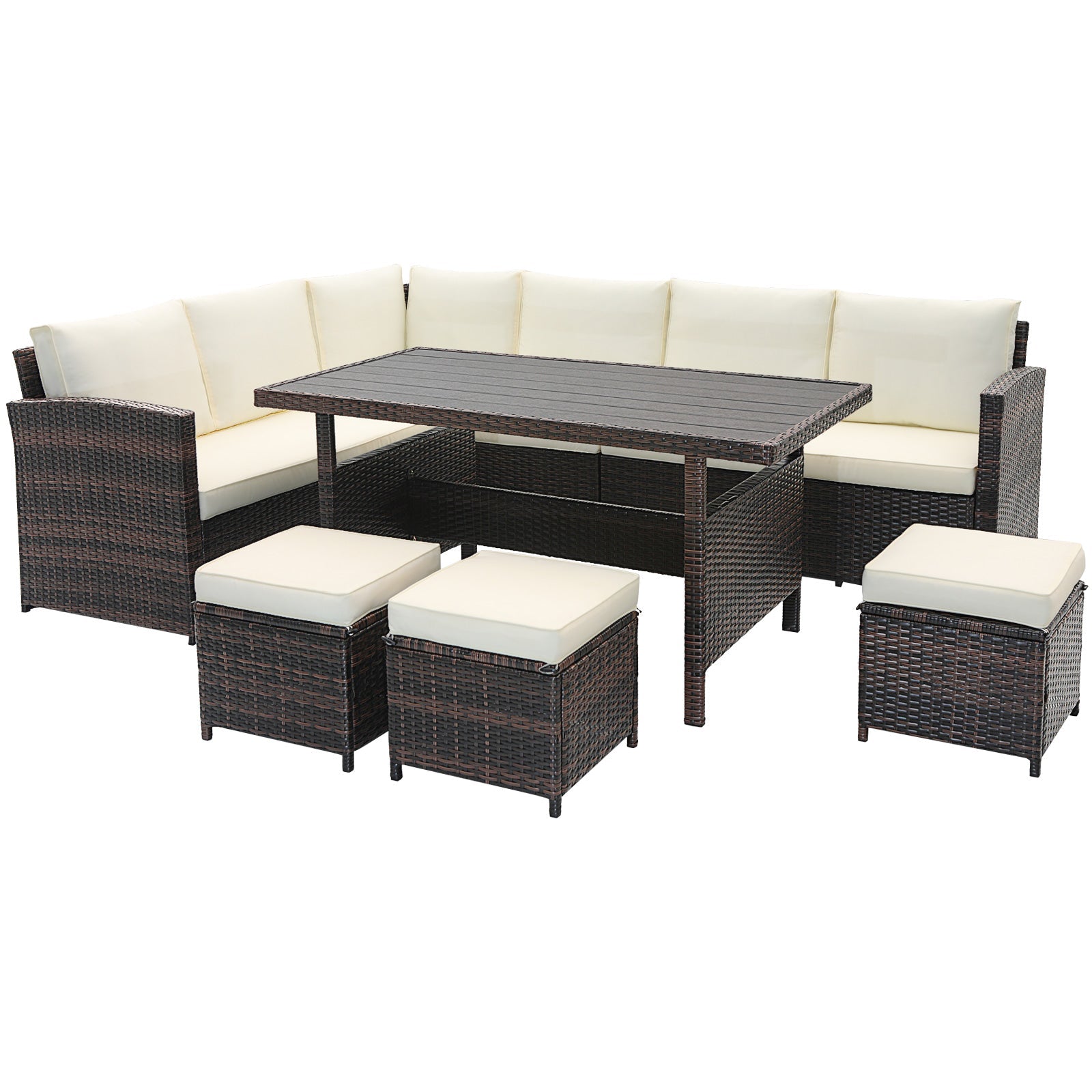 Costway 7 Piece Wicker Patio Furniture Set White 71395624 New
