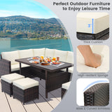 Costway 7 Piece Wicker Patio Furniture Set White 71395624 New