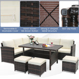 Costway 7 Piece Wicker Patio Furniture Set White 71395624 New