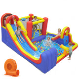 Costway 7-in-1 Outdoor Inflatable Bounce House Water Slide Splash Pool w/ 750W Blower 78426931 New