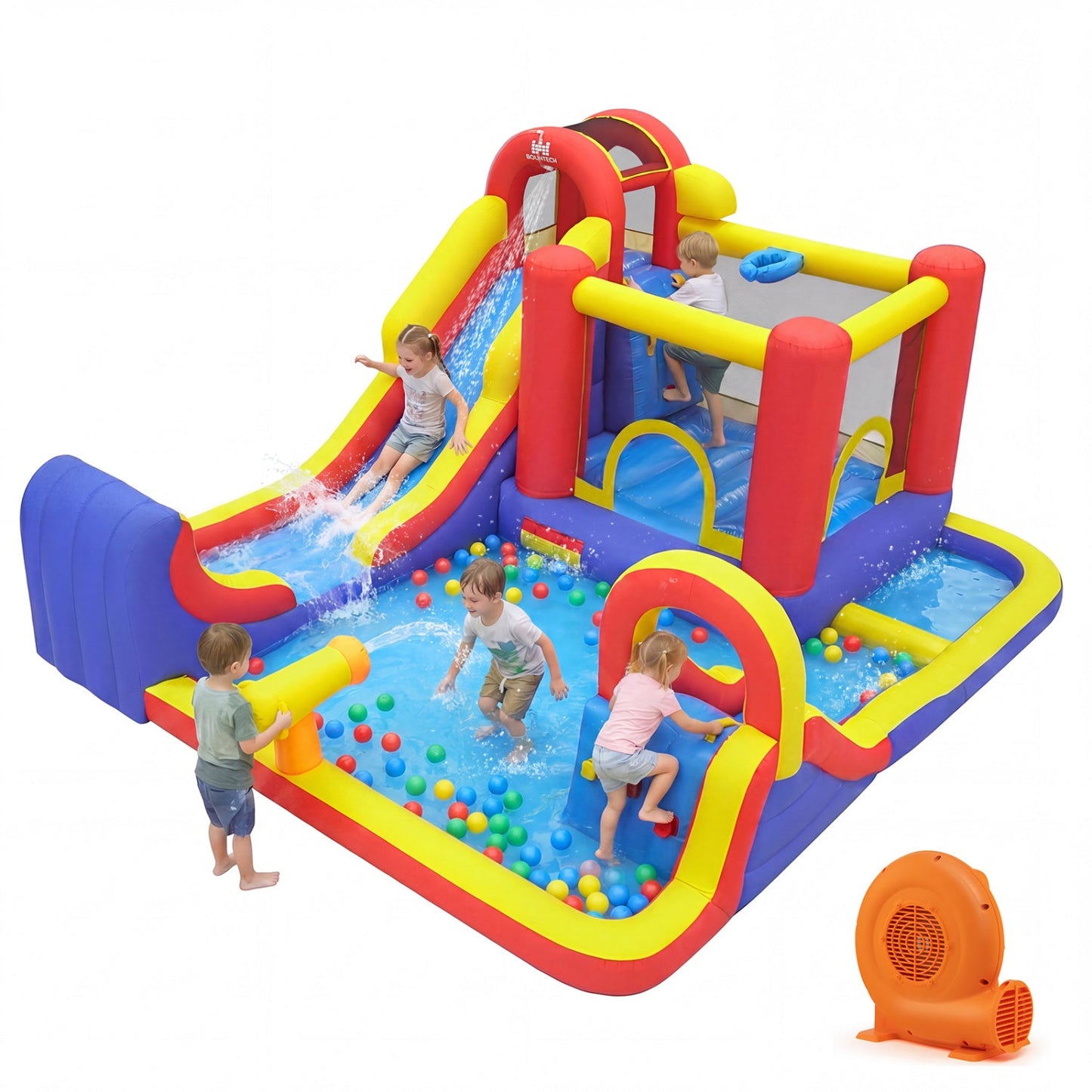 Costway 7-in-1 Outdoor Inflatable Bounce House Water Slide Splash Pool w/ 750W Blower 78426931 New