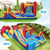 Costway 7-in-1 Outdoor Inflatable Bounce House Water Slide Splash Pool w/ 950W Blower 46318725 New