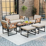 Costway 7 Piece Outdoor Patio Conversation Set w/ Cushions Bungee Rope Seat 674392158 New