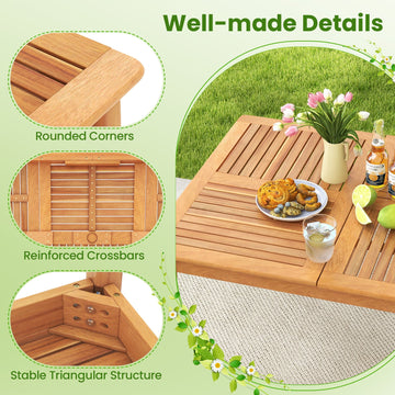 Costway 7-Piece Patio Acacia Wood Dining Set w/ Umbrella Hole 176243589 New