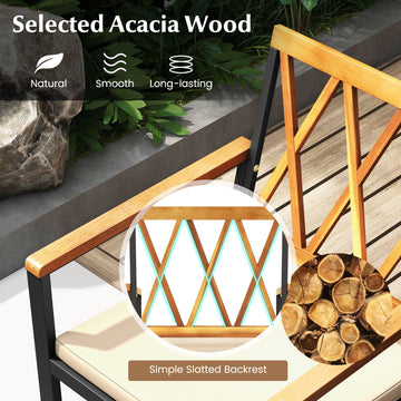 Costway 7-Piece Patio Acacia Wood Dining Set w/ Umbrella Hole 176243589 New
