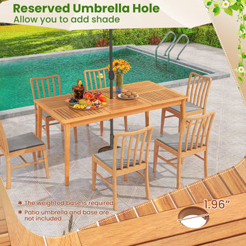 Costway 7-Piece Patio Acacia Wood Dining Set w/ Umbrella Hole 176243589 New
