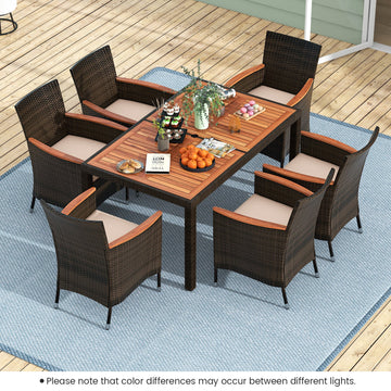 Costway 7-Pc Patio Rattan Garden Dining Set w/ Cushions 19376820 New